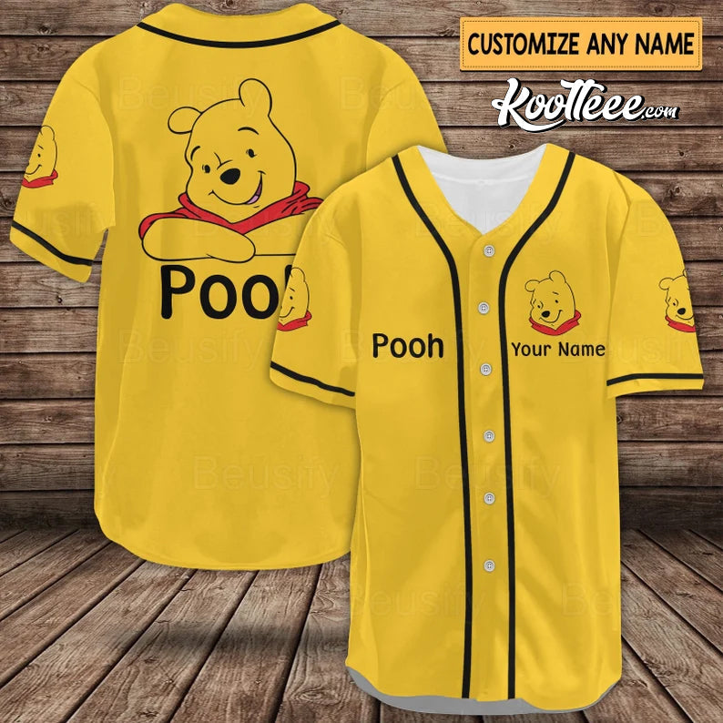 Winnie Pooh Bear Baseball Jersey baseball jersey product view 1