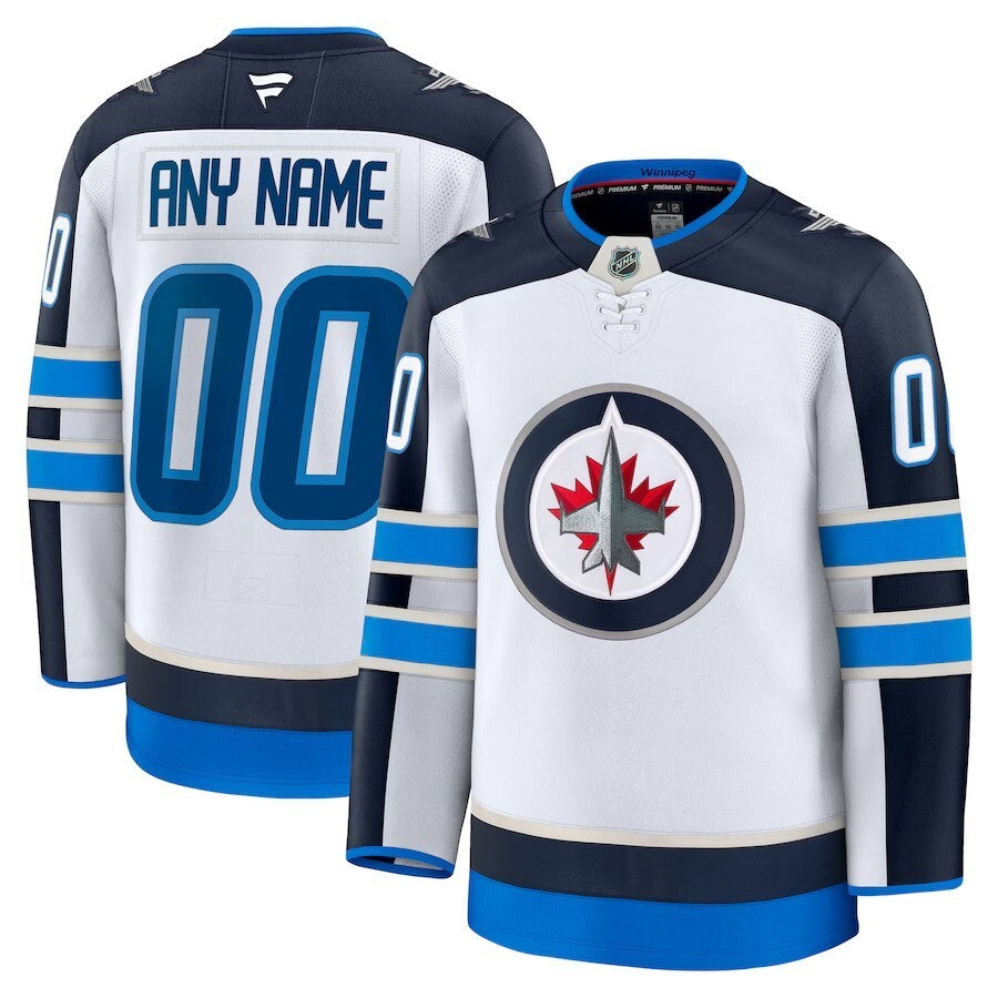 Winnipeg Jets Fanatics Away Premium Custom Jersey - White Hockey Jersey hockey jersey product view 1
