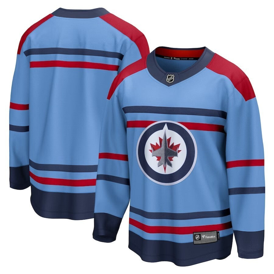 Winnipeg Jets Fanatics Branded Anniversary Premier Breakaway Jersey - Light Blue Hockey Jersey hockey jersey product view 1