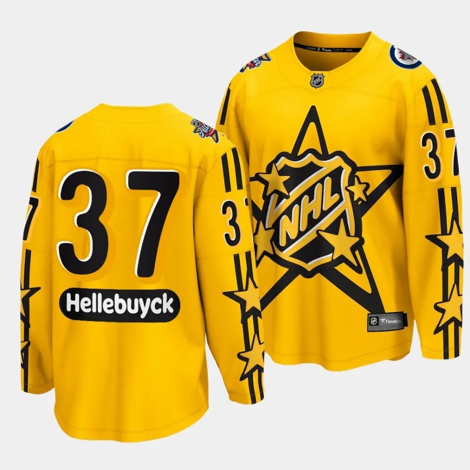 Winnipeg Jets #37 Connor Hellebuyck 2024 NHL All-Star Yellow Jersey Style 2 Hockey Jersey hockey jersey product view 1