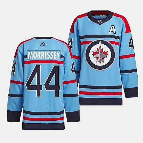 Winnipeg Jets #44 Josh Morrissey 2023-24 RCAF Centennial Light Blue Jersey Hockey Jersey hockey jersey product view 1