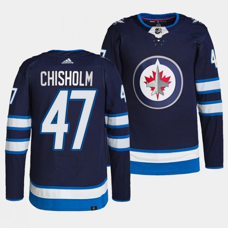 Winnipeg Jets #47 declan chisholm home navy jersey Hockey Jersey hockey jersey product view 1