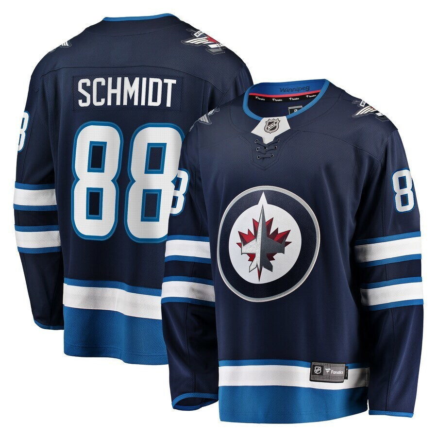 Winnipeg Jets #88 Nate Schmidt Home Premier Breakaway Player Jersey - Navy Hockey Jersey hockey jersey product view 1