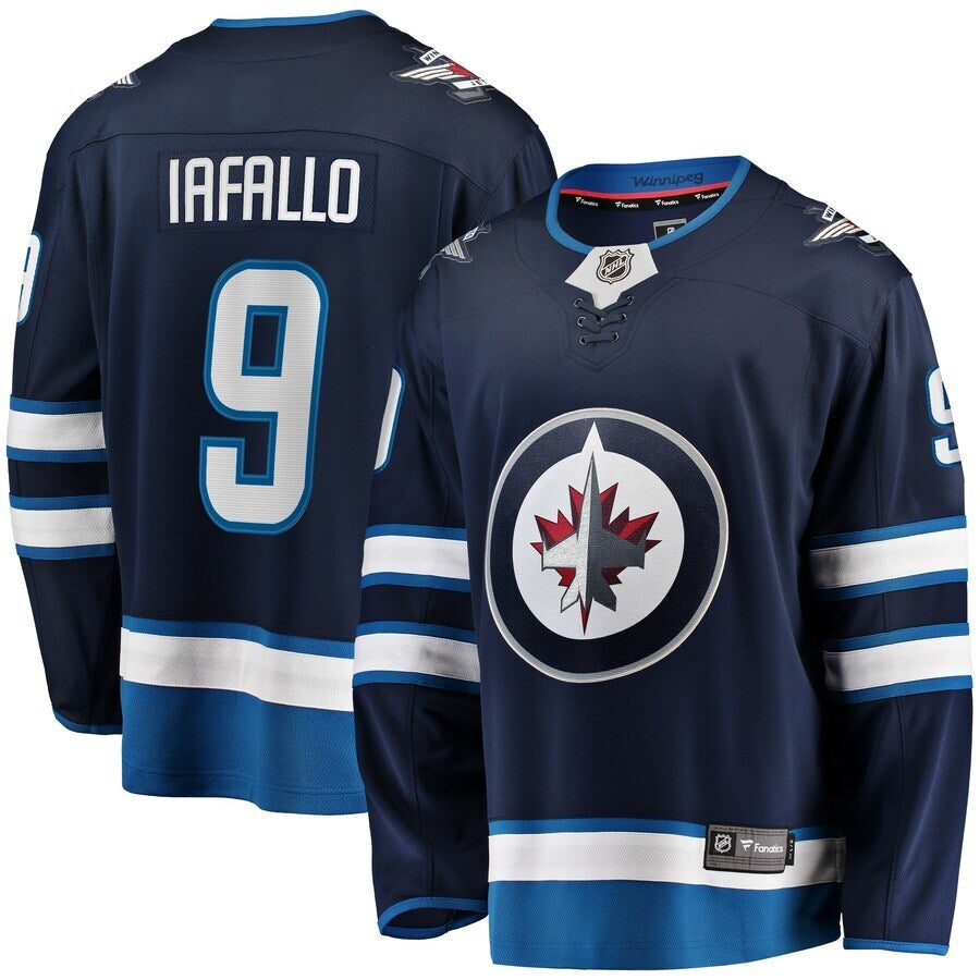 Winnipeg Jets #9 Alex Iafallo Home Premier Breakaway Player Jersey - Navy Hockey Jersey hockey jersey product view 1