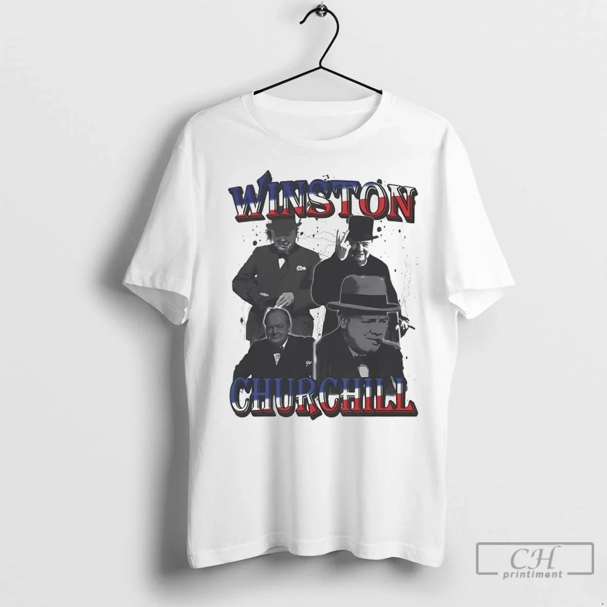 Winston Churchill Portrait T Shirts Unisex T-shirt, Sweatshirt, Hoodie, Long Sleeve Tee - T-Shirt, Sweatshirt, Hoodie