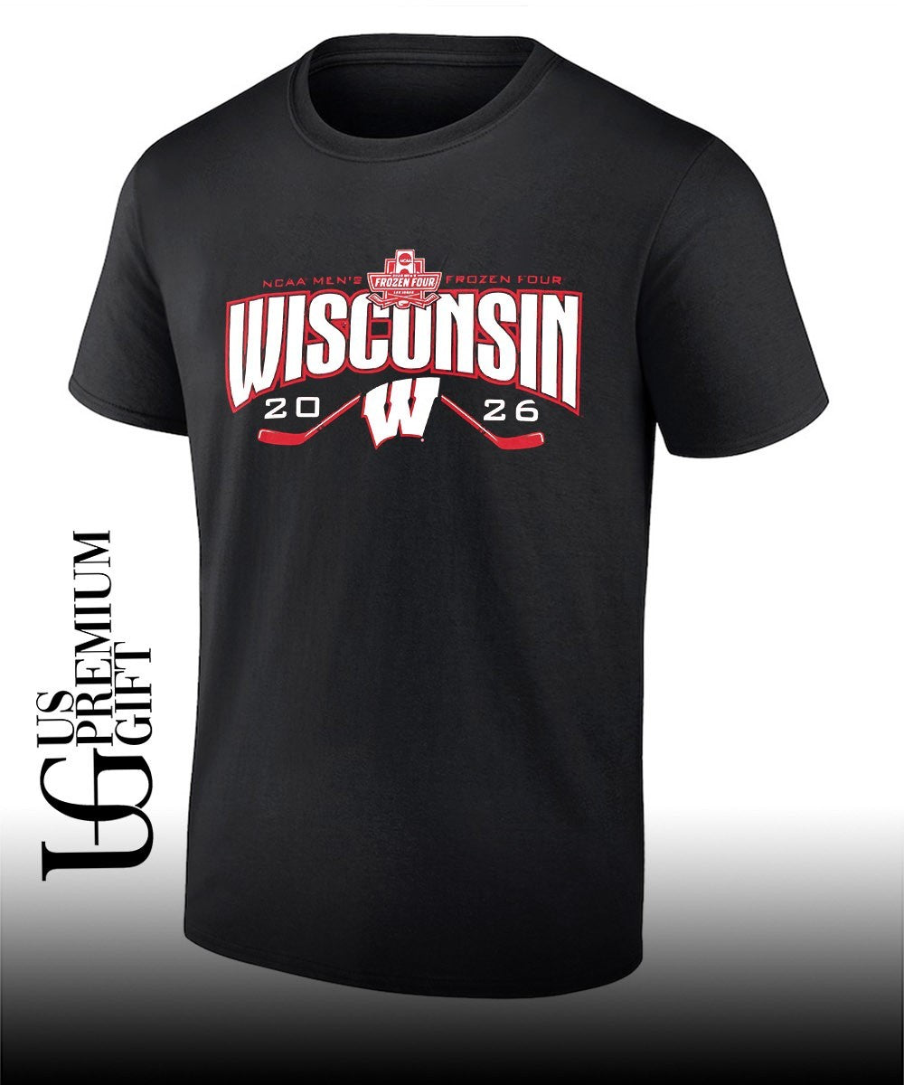 Wisconsin Badgers NCAA Mens Frozen Four 2026 Las Vegas shirt Unisex T-shirt, Sweatshirt, Hoodie, Long Sleeve Tee - T-Shirt, Sweatshirt, Hoodie