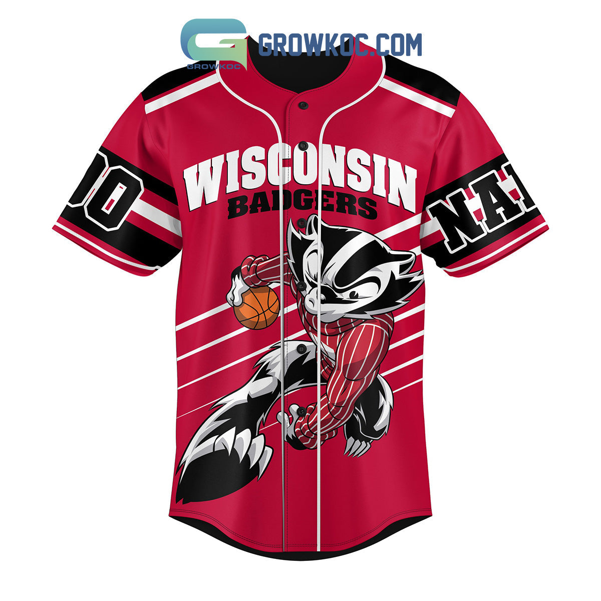 Wisconsin Badgers Straight Outta Country Personalized Baseball Jersey baseball jersey product view 2