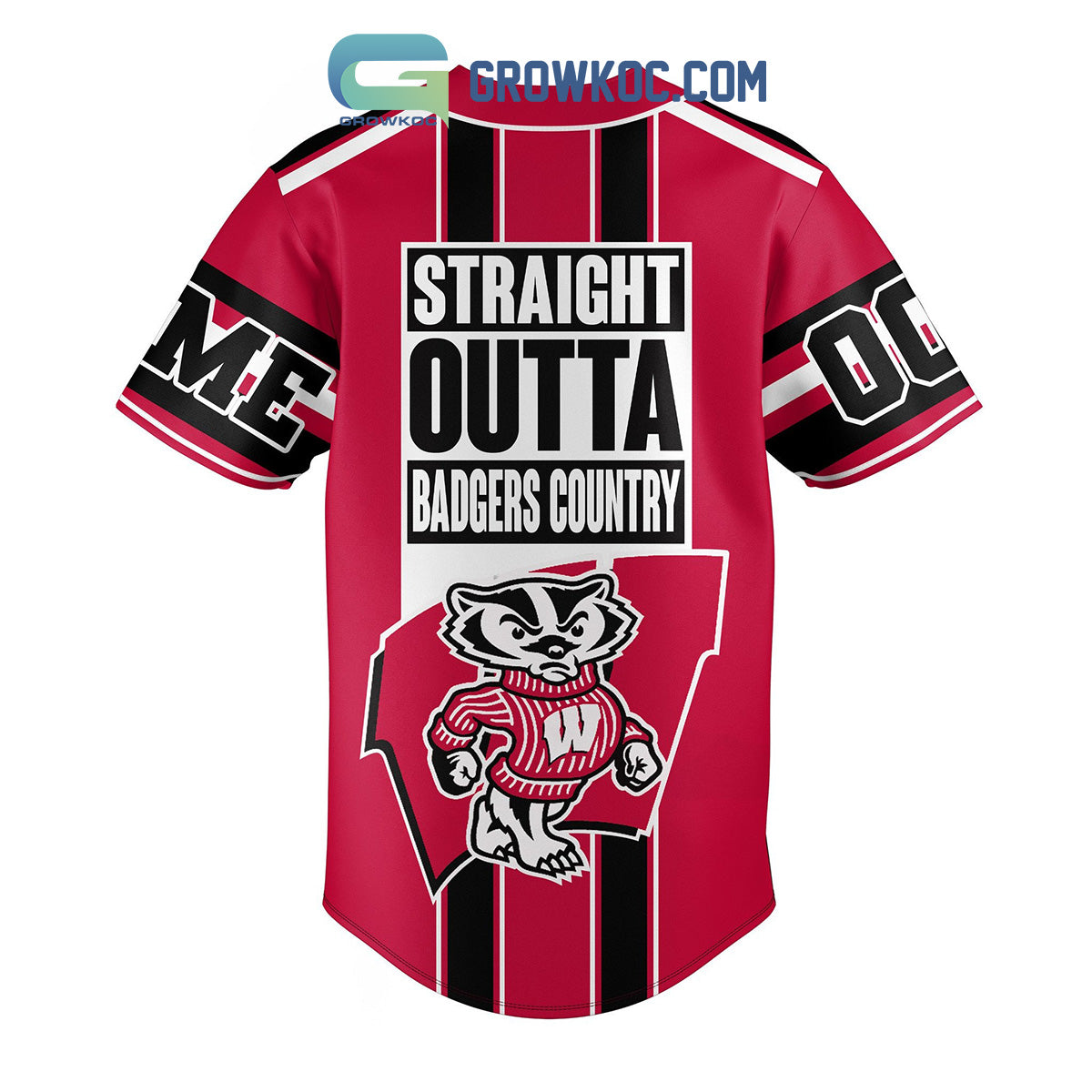 Wisconsin Badgers Straight Outta Country Personalized Baseball Jersey baseball jersey product view 3