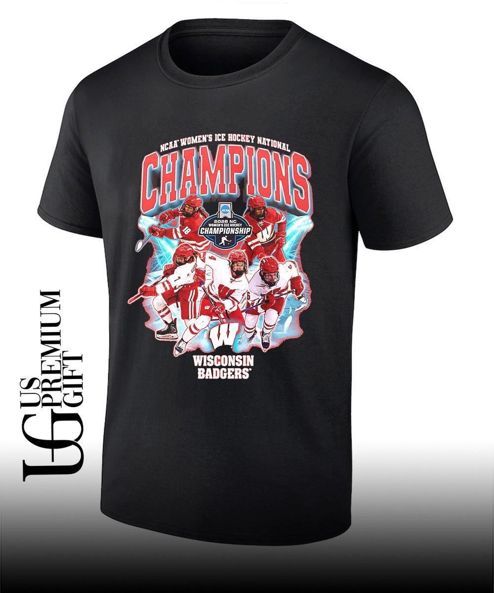 Wisconsin Badgers Womens Ice Hockey 2026 National Champions shirt Unisex T-shirt, Sweatshirt, Hoodie, Long Sleeve Tee - T-Shirt, Sweatshirt, Hoodie