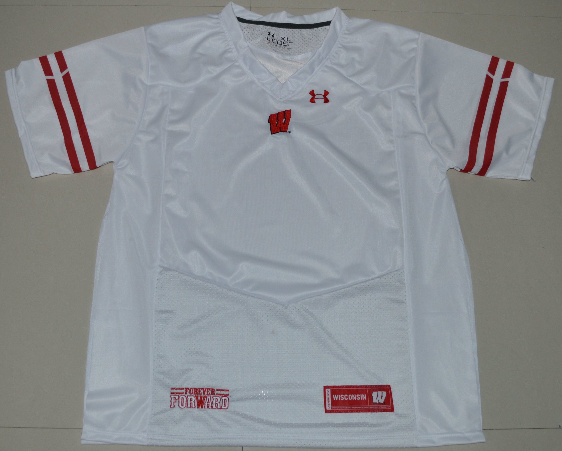 Wisconsin 2016 UA Blank White Front College Football Jersey football jersey product view 1
