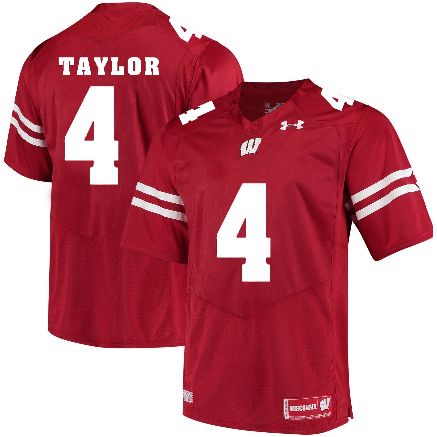 Wisconsin Badgers A.J. Taylor 4 Red College Football Jersey football jersey product view 1