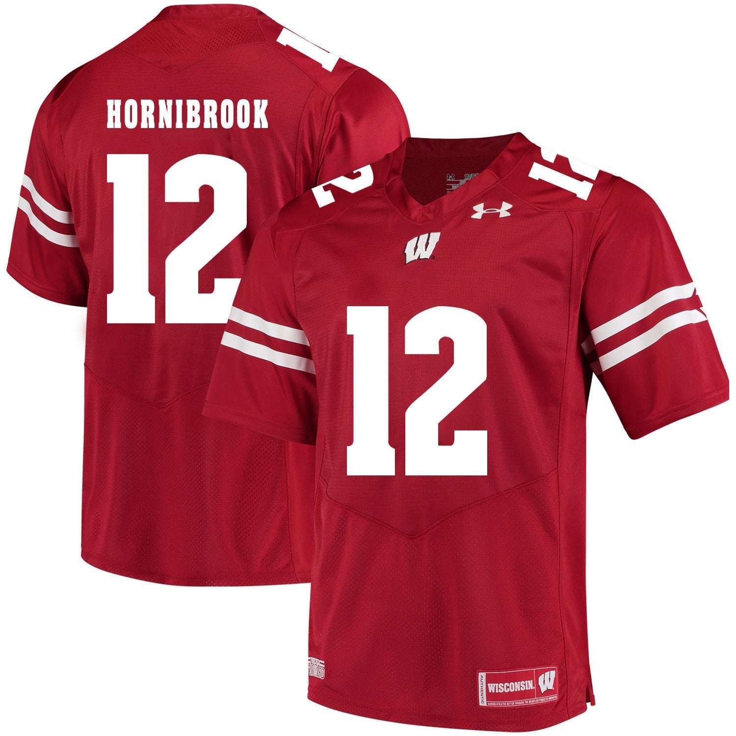 Wisconsin Badgers Alex Hornibrook 12 Red College Football Jersey football jersey product view 1