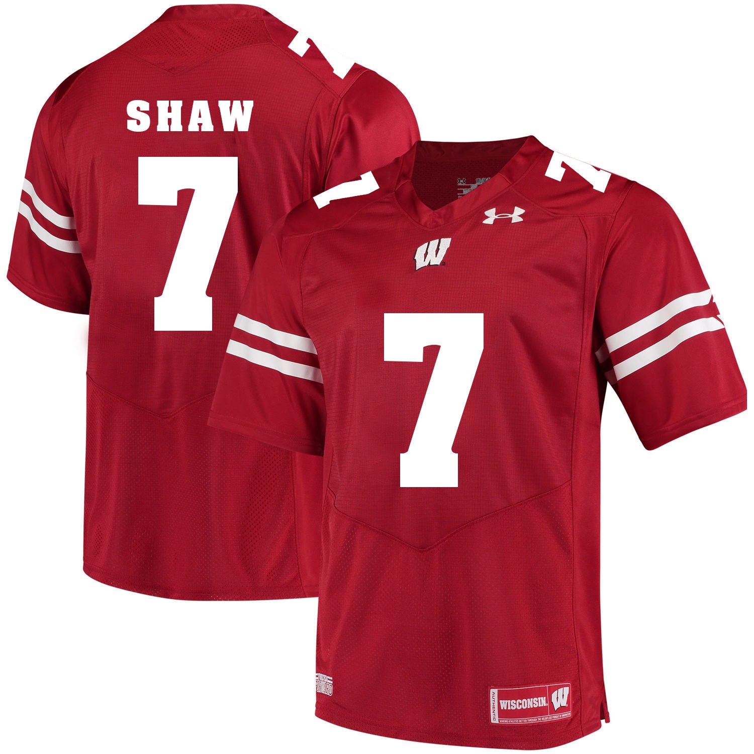 Wisconsin Badgers Bradrick Shaw 7 Red College Football Jersey football jersey product view 1