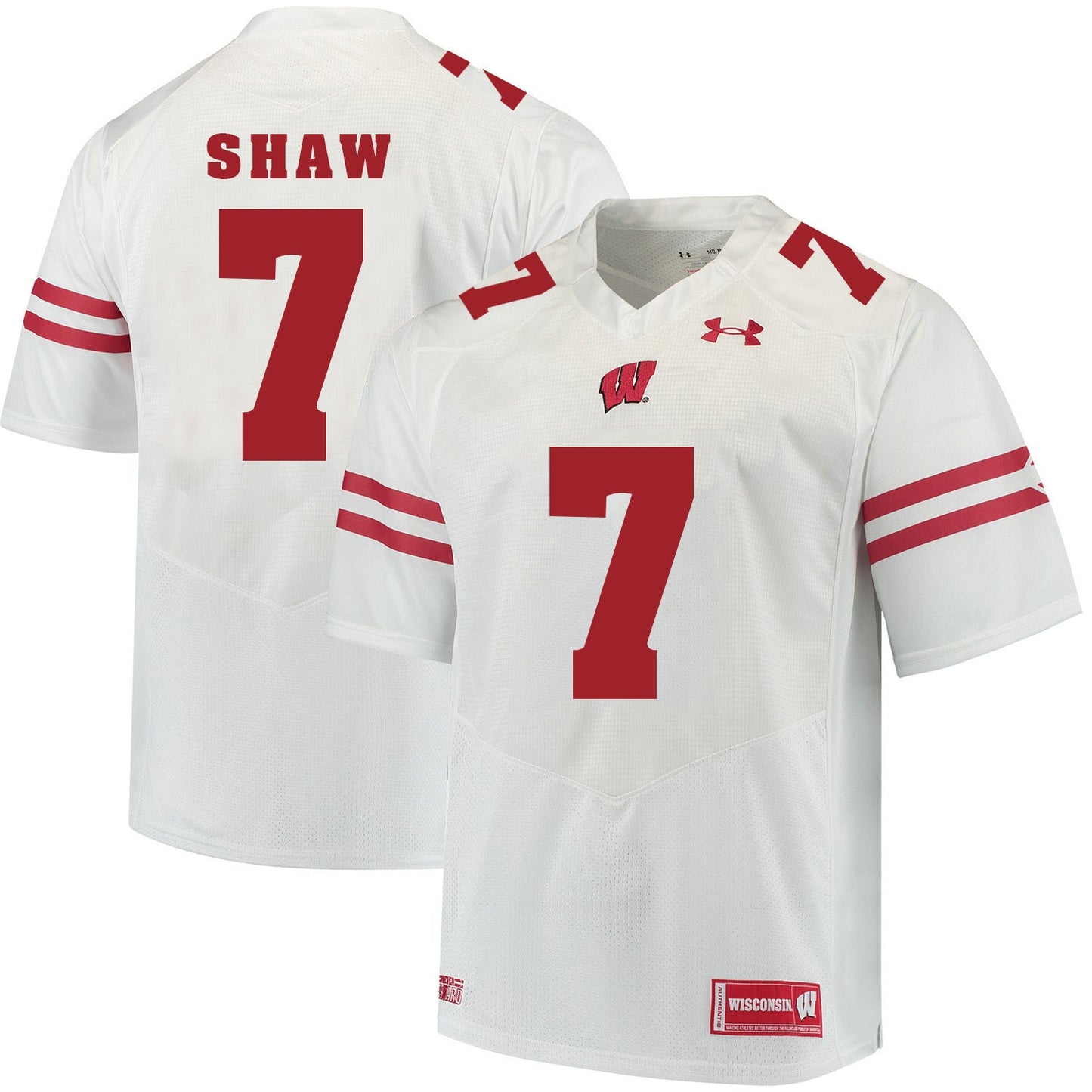 Wisconsin Badgers Bradrick Shaw 7 White College Football Jersey football jersey product view 1