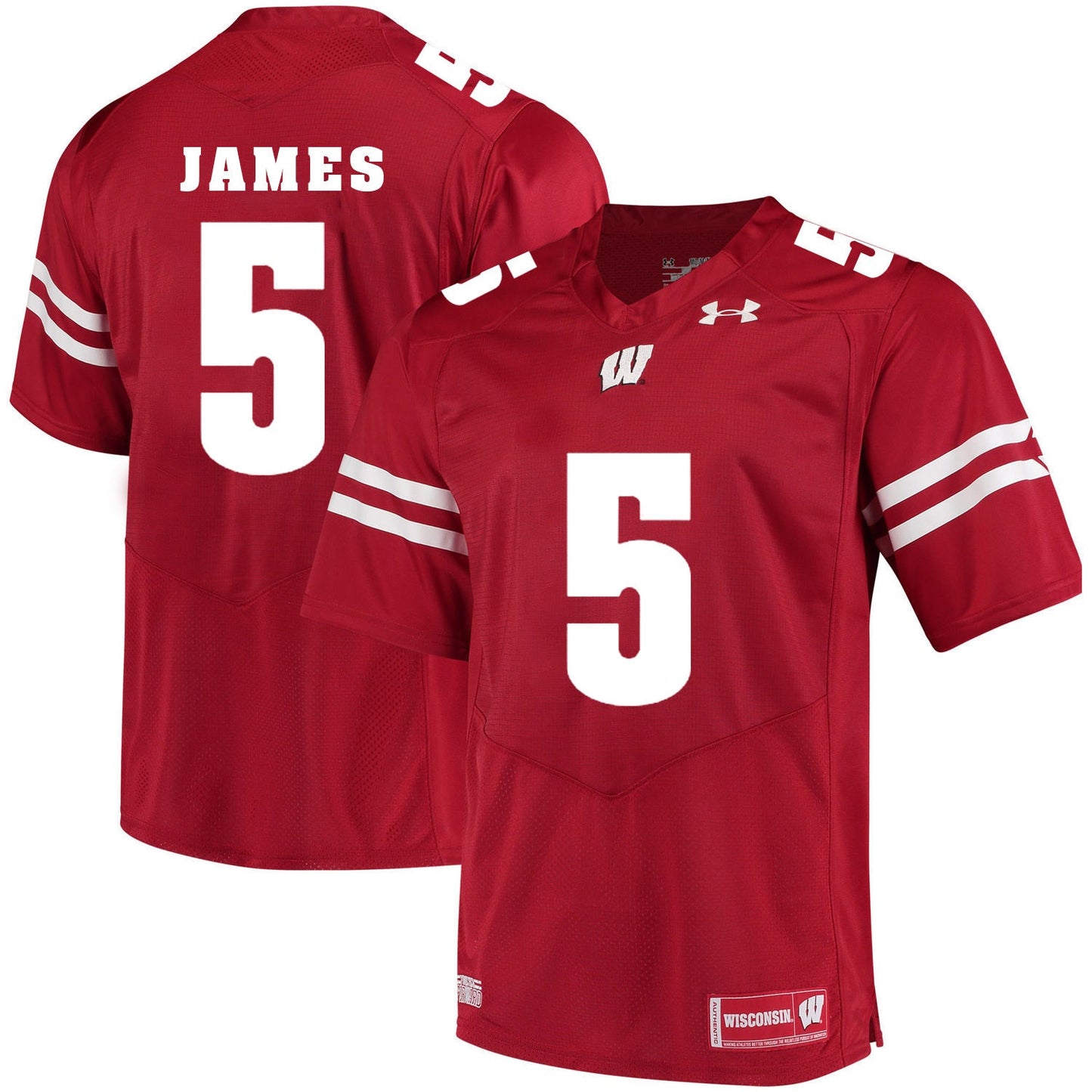 Wisconsin Badgers Chris James 5 Red College Football Jersey football jersey product view 1