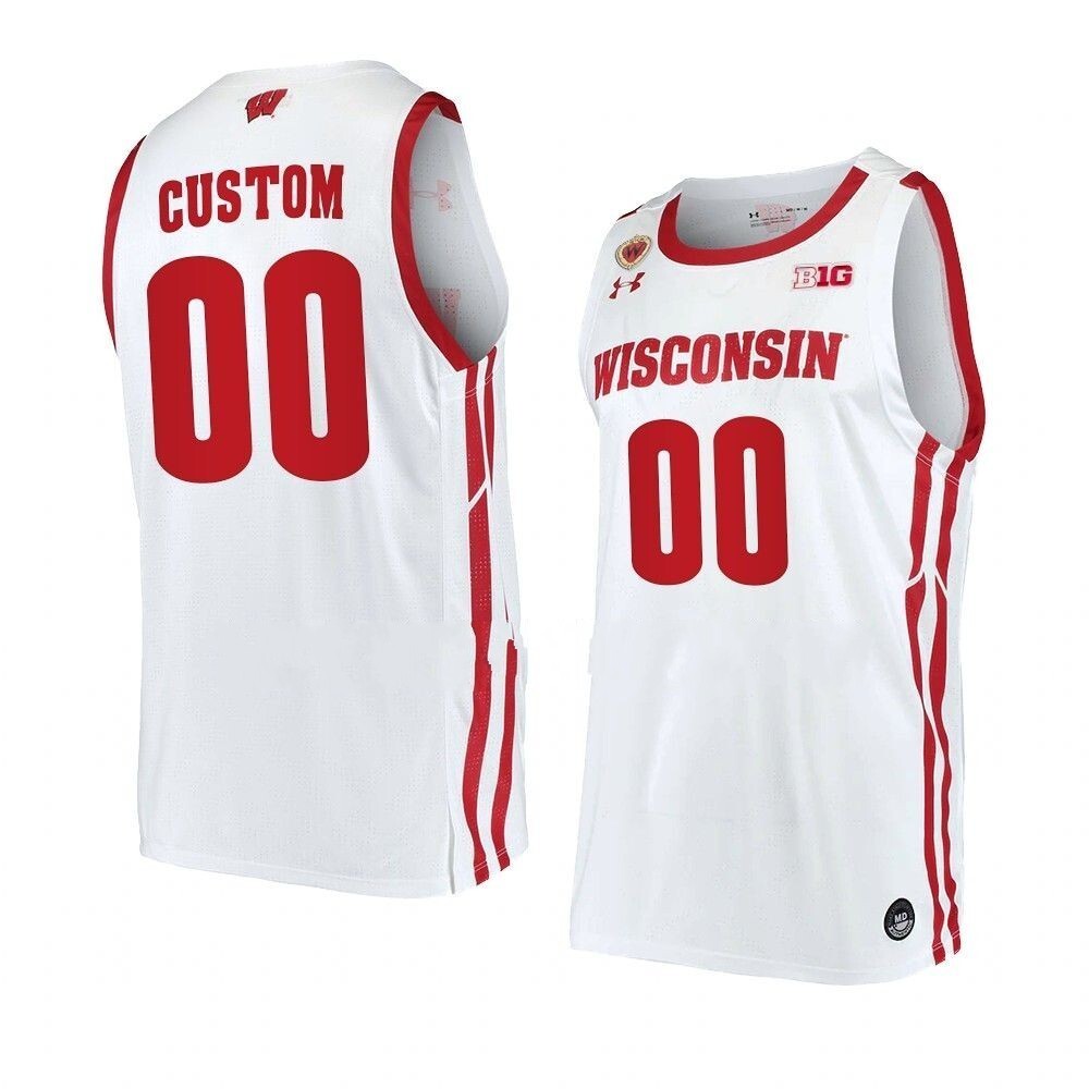 Wisconsin Badgers Custom White Home Basketball Replica Jersey_conew1 College Football Jersey football jersey product view 1