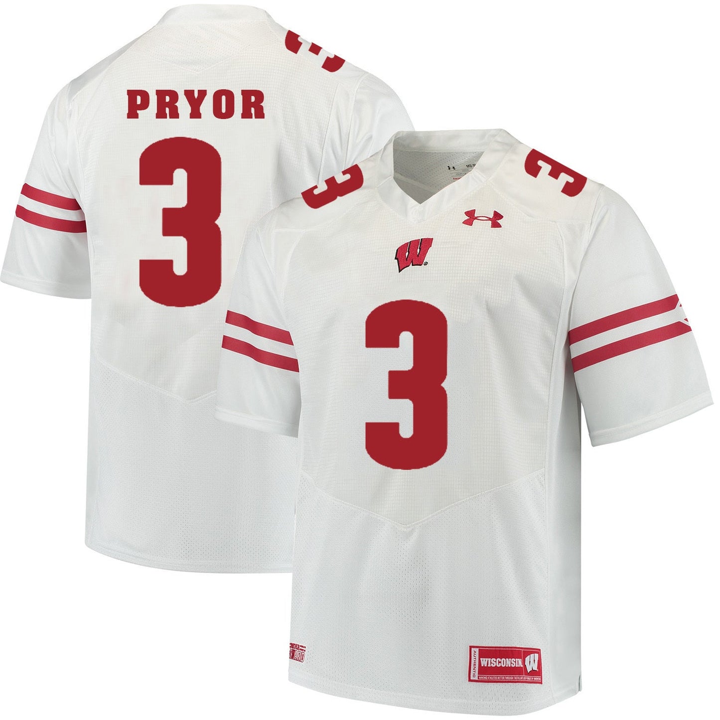 Wisconsin Badgers Kendric Pryor 3 White College Football Jersey football jersey product view 1