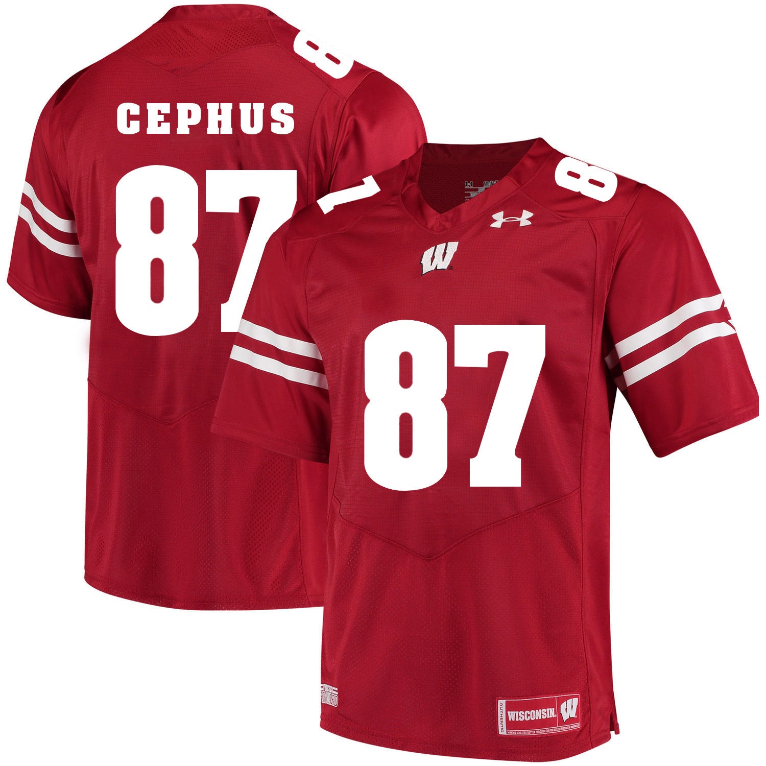 Wisconsin Badgers Quintez Cephus 87 Red College Football Jersey football jersey product view 1