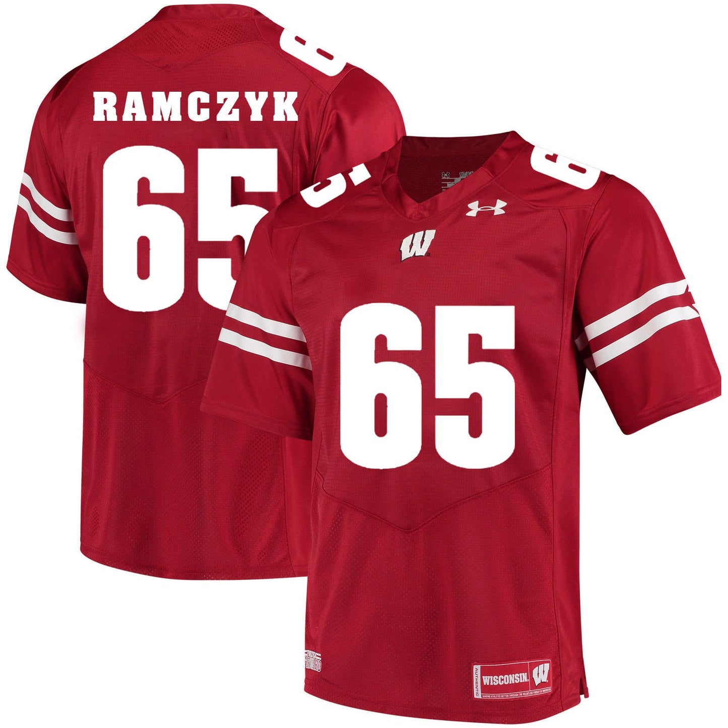 Wisconsin Badgers Ryan Ramczyk 65 Red College Football Jersey football jersey product view 1