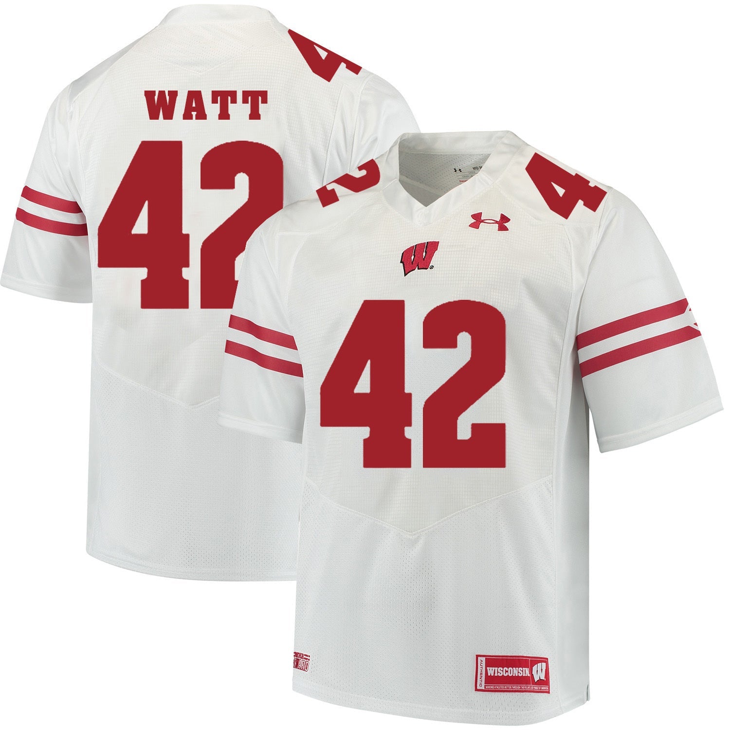 Wisconsin Badgers T.J. Watt 42 White College Football Jersey football jersey product view 1