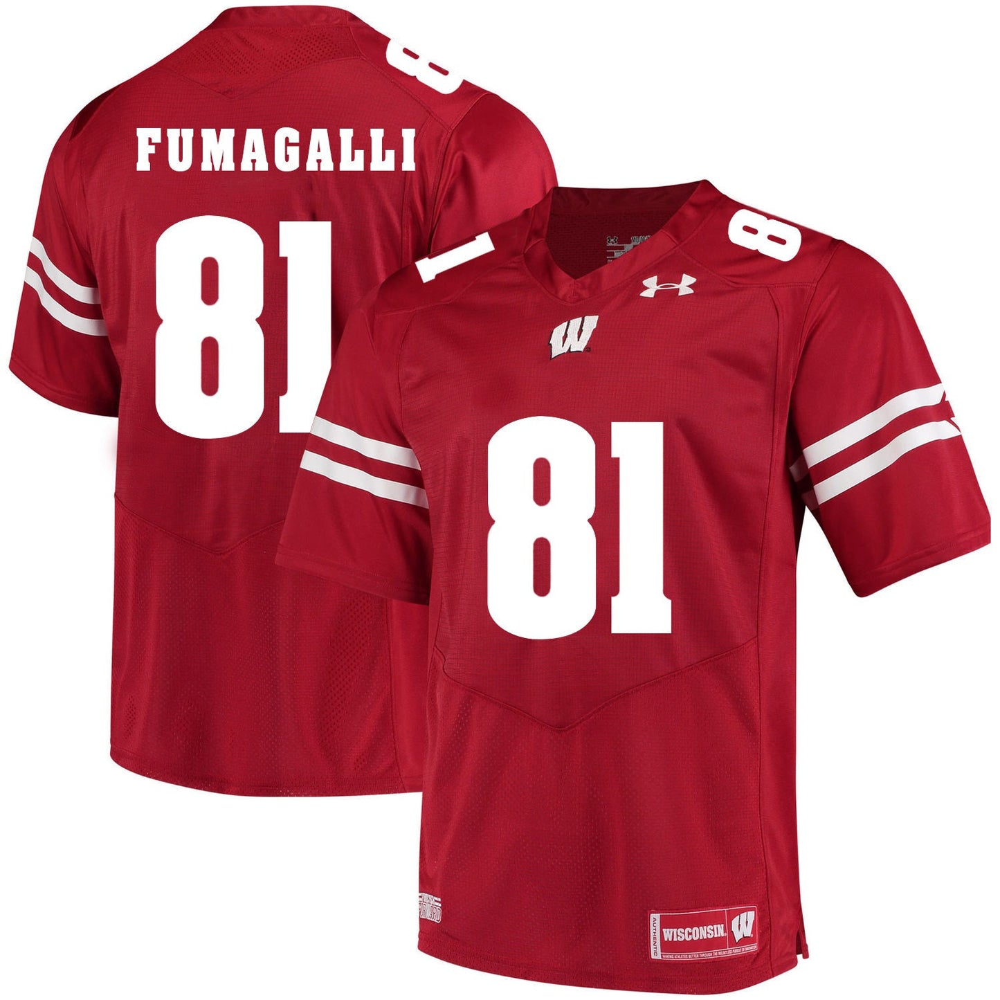 Wisconsin Badgers Troy Fumagalli 81 Red College Football Jersey football jersey product view 1