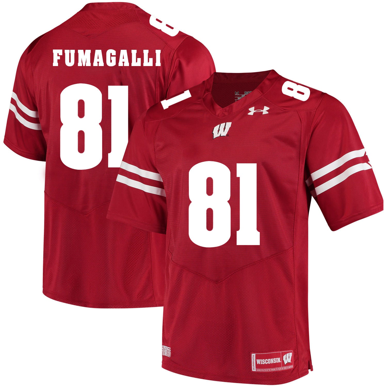 Wisconsin Badgers Troy Fumagalli 81 Red College Football Jersey football jersey product view 1