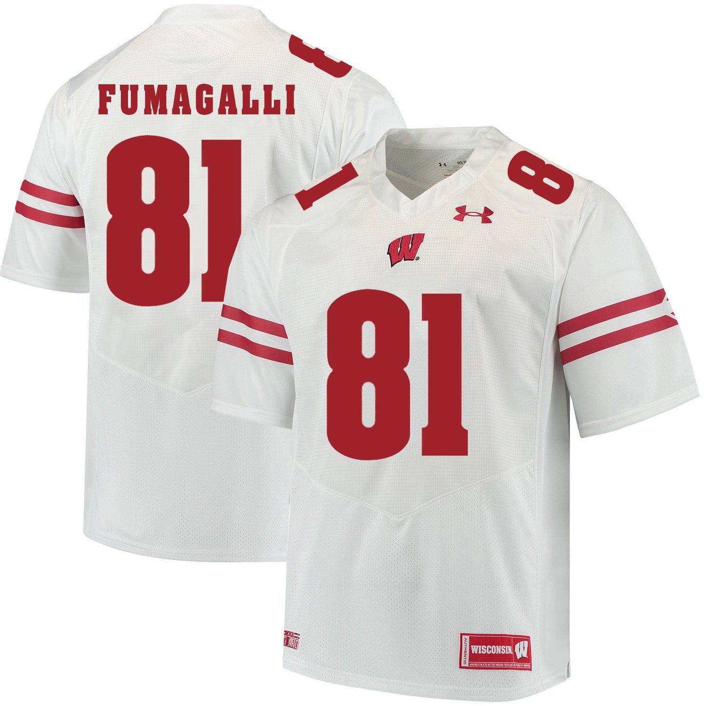 Wisconsin Badgers Troy Fumagalli 81 White College Football Jersey football jersey product view 1