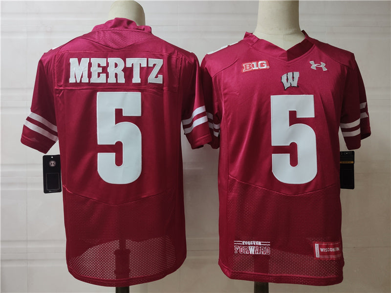 Wisconsin Badgers #5 Mertz Style 2 College Football Jersey football jersey product view 1