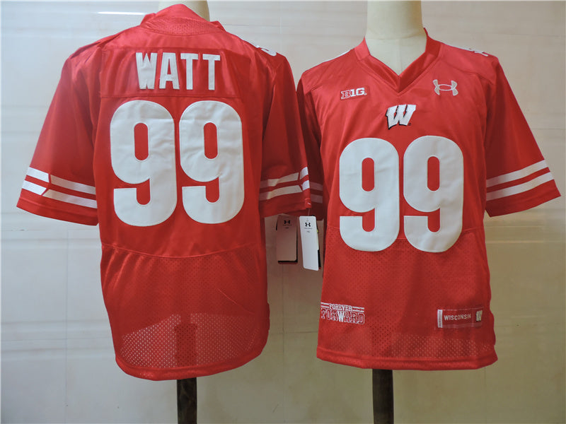 Wisconsin Badgers #99 Watt College Football Jersey football jersey product view 1