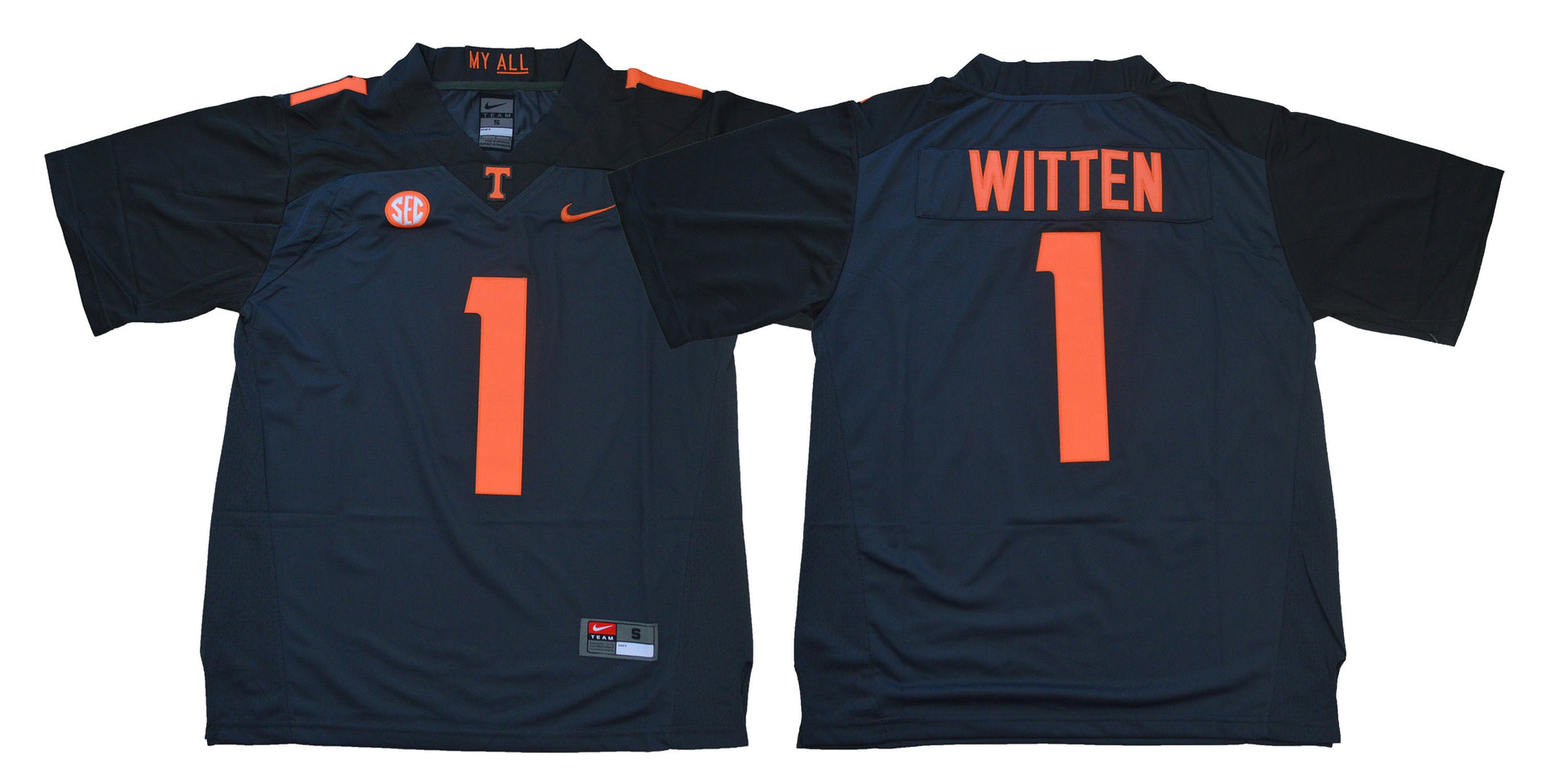 Witten 1 Gray College Football Jersey football jersey product view 1