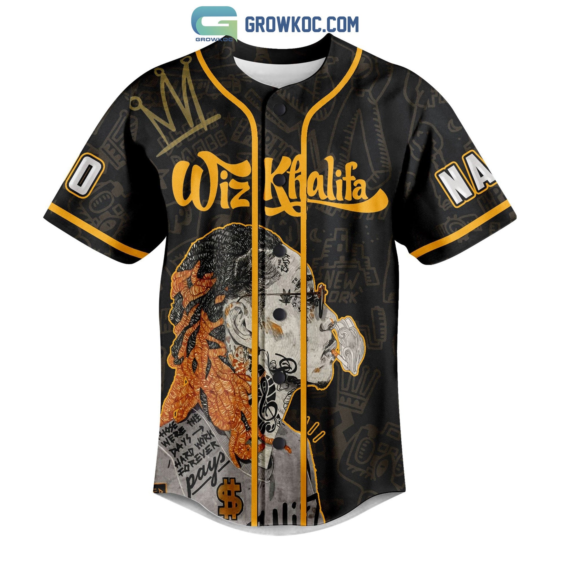 Wiz Khalifa High School Reunion Tour Personalized Baseball Jersey baseball jersey product view 2