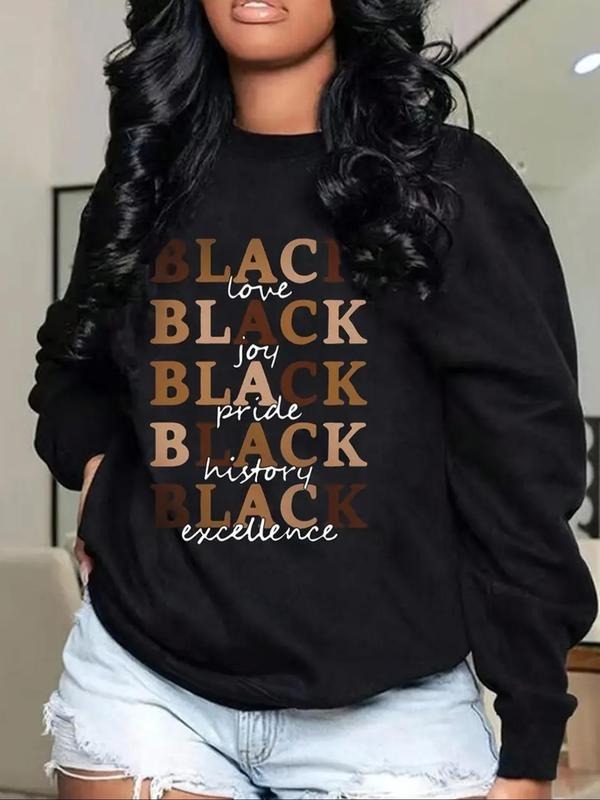 Women'WB shield Letter Print TNF Lined Drop Shoulder Sweatshirt, Casual Long Sleeve Round Neck Pullover for Fall & Winter, Ladies TNF for Daily Wear - T-Shirt, Sweatshirt, Hoodie