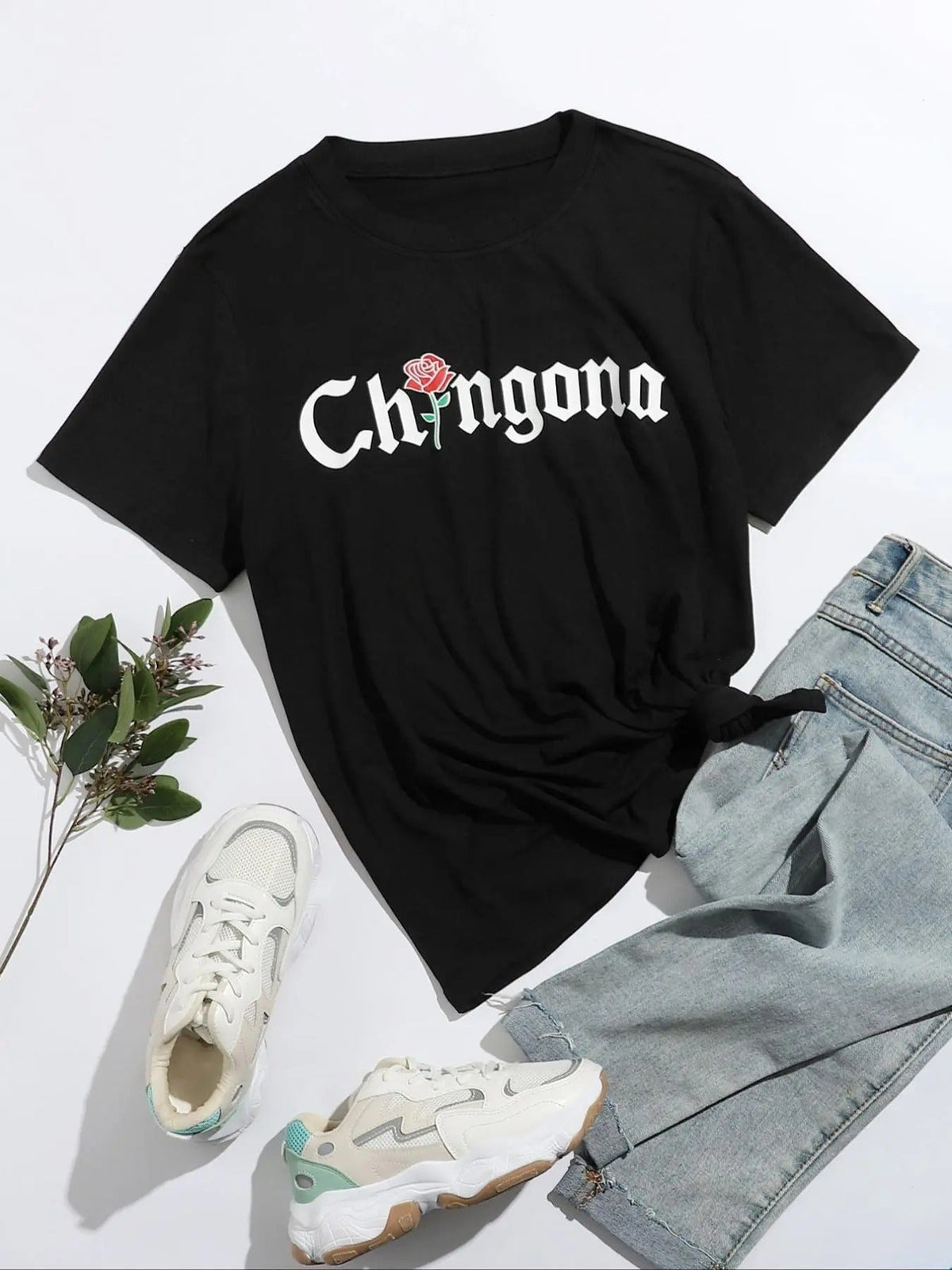 Floral Letter Print Drop Shoulder Casual Short Sleeve - Adult & Kids T-Shirts, Sweatshirts & Hoodies apparel design preview 1