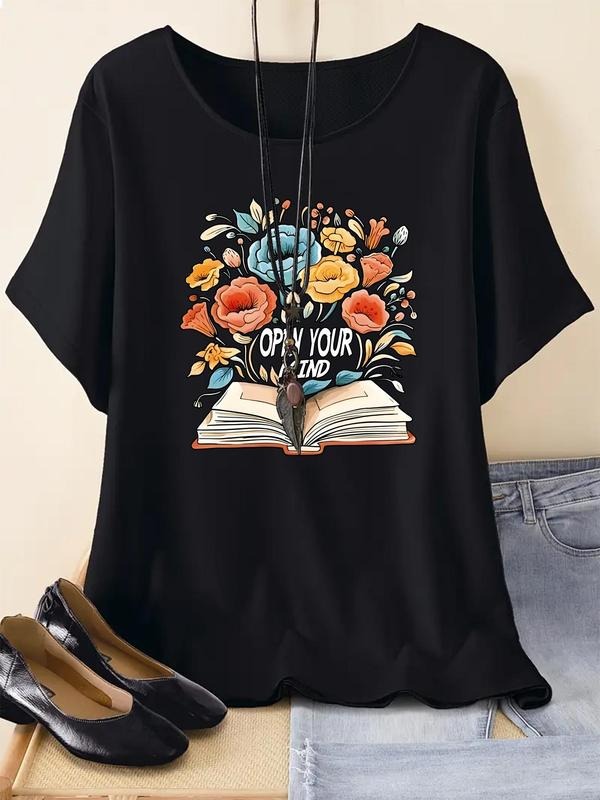 Floral Letter Print Round Neck Vintage Casual Drop - Adult & Kids T-Shirts, Sweatshirts & Hoodies apparel design preview 1