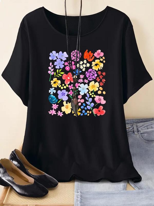 Floral Print Round Neck Vintage Casual Short Sleeve - Adult & Kids T-Shirts, Sweatshirts & Hoodies apparel design preview 1