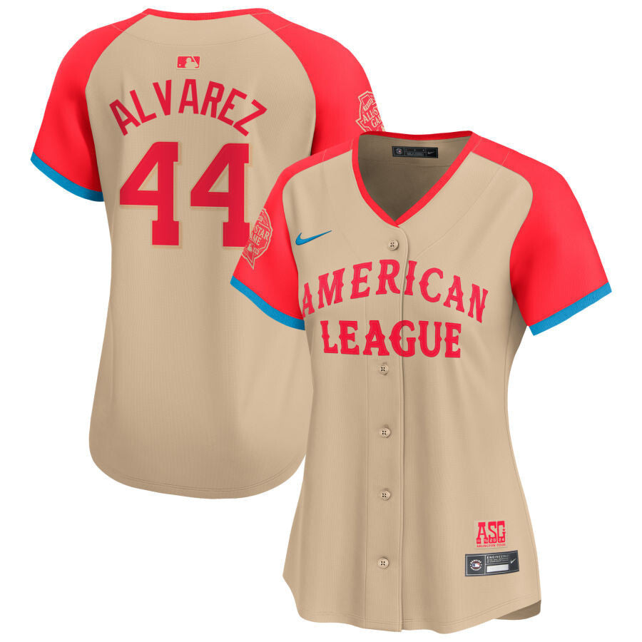 Women American League #44 Yordan Alvarez 2024 All-Star Game Limited Player Jersey - Cream Baseball Jersey baseball jersey product view 1