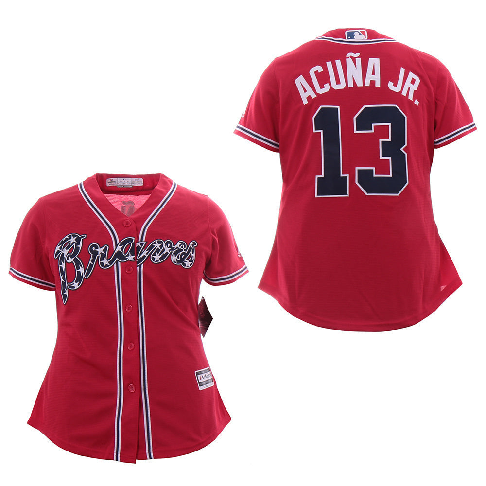 Women Atlanta Braves #13 Ronald Acuna Jr Baseball Jersey baseball jersey product view 1