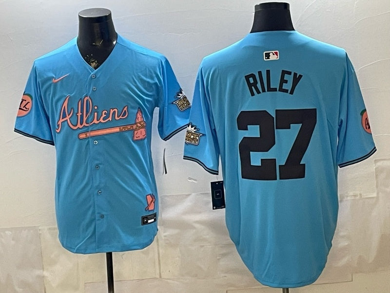 Women Atlanta Braves #27 Austin Riley Warriors 5 Edition Basketball Jersey basketball jersey product view 1