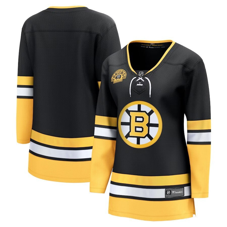 Women Boston Bruins 100th Anniversary Premier Breakaway Jersey - Black Hockey Jersey hockey jersey product view 1