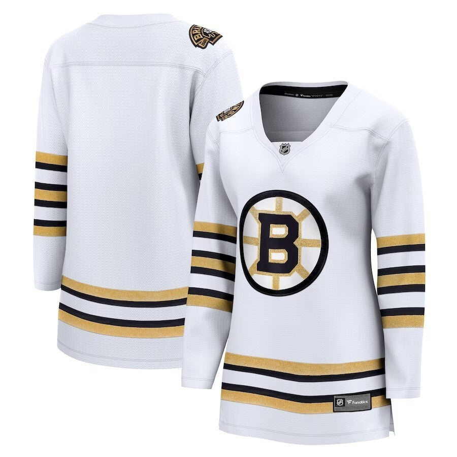 Women Boston Bruins Branded 100th Anniversary Premier Breakaway Jersey - White Hockey Jersey hockey jersey product view 1
