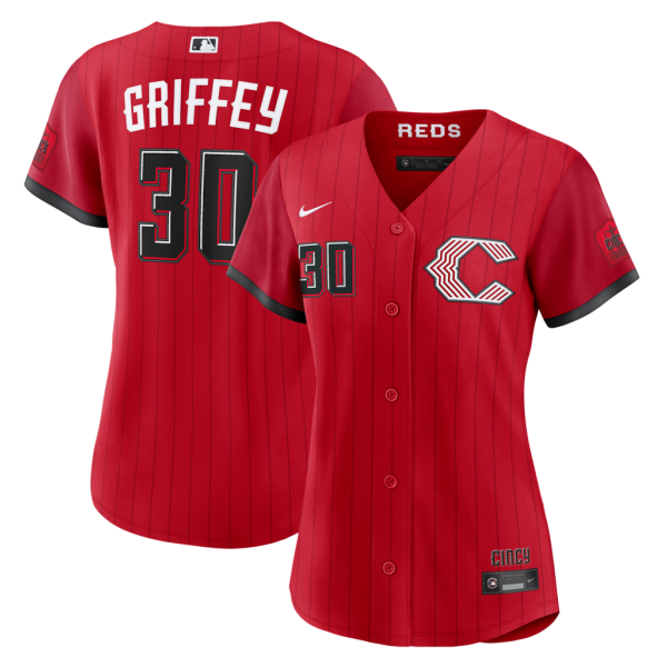 Women Cincinnati Reds #30 Ken Griffey Jr. 2026 City Connect Stadium Jersey - Red_conew1 Baseball Jersey baseball jersey product view 1