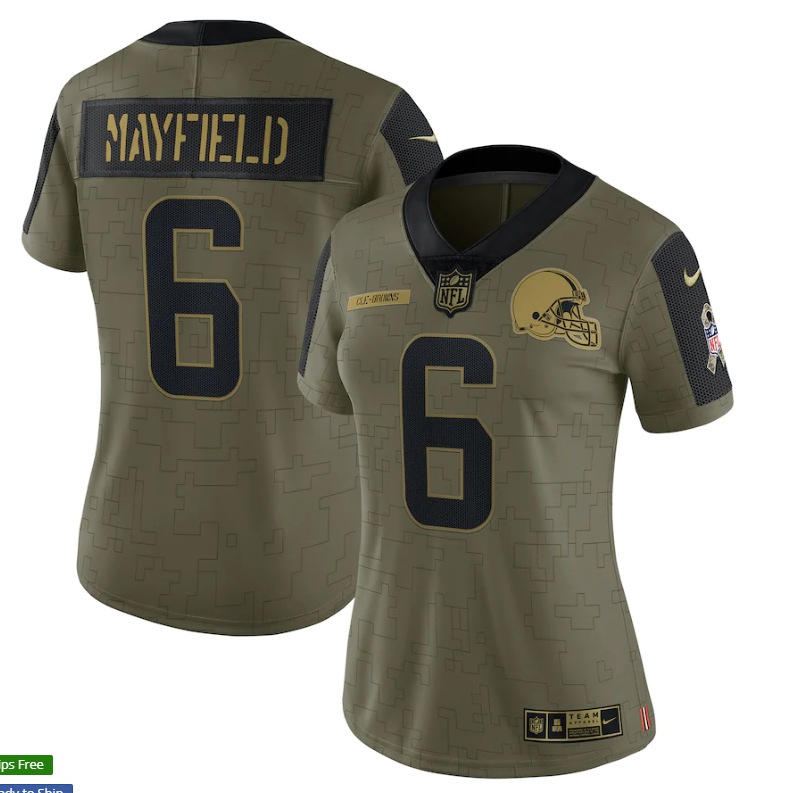 Women Cleveland Browns #6 Baker Mayfield 21 New Salute Football Jersey football jersey product view 1