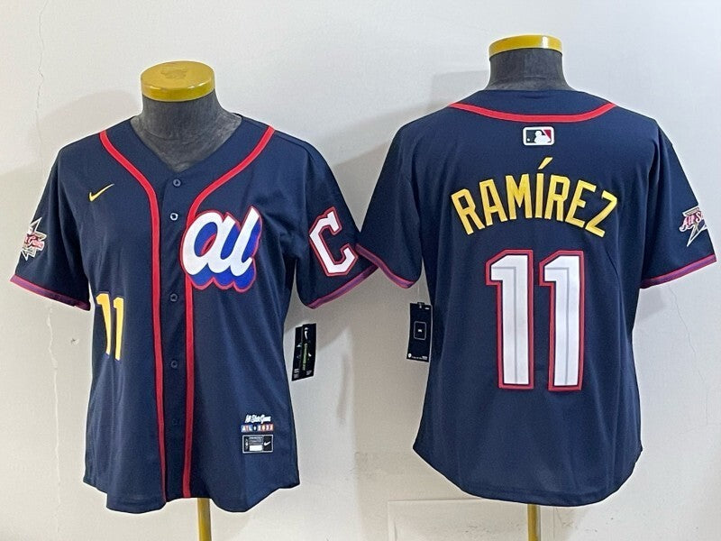 Women Cleveland Guardians #11 Jose Ramirez Indians 25 All-Star Women Baseball Jersey baseball jersey product view 1