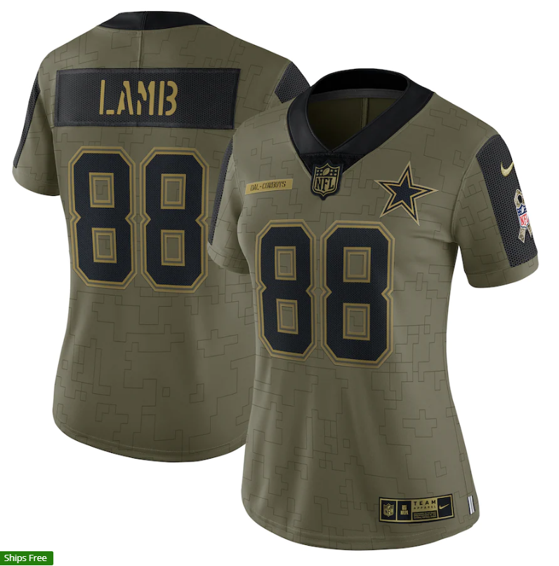 Women Dallas Cowboys #88 Cee DeeLamb 21 New Salute Football Jersey football jersey product view 1