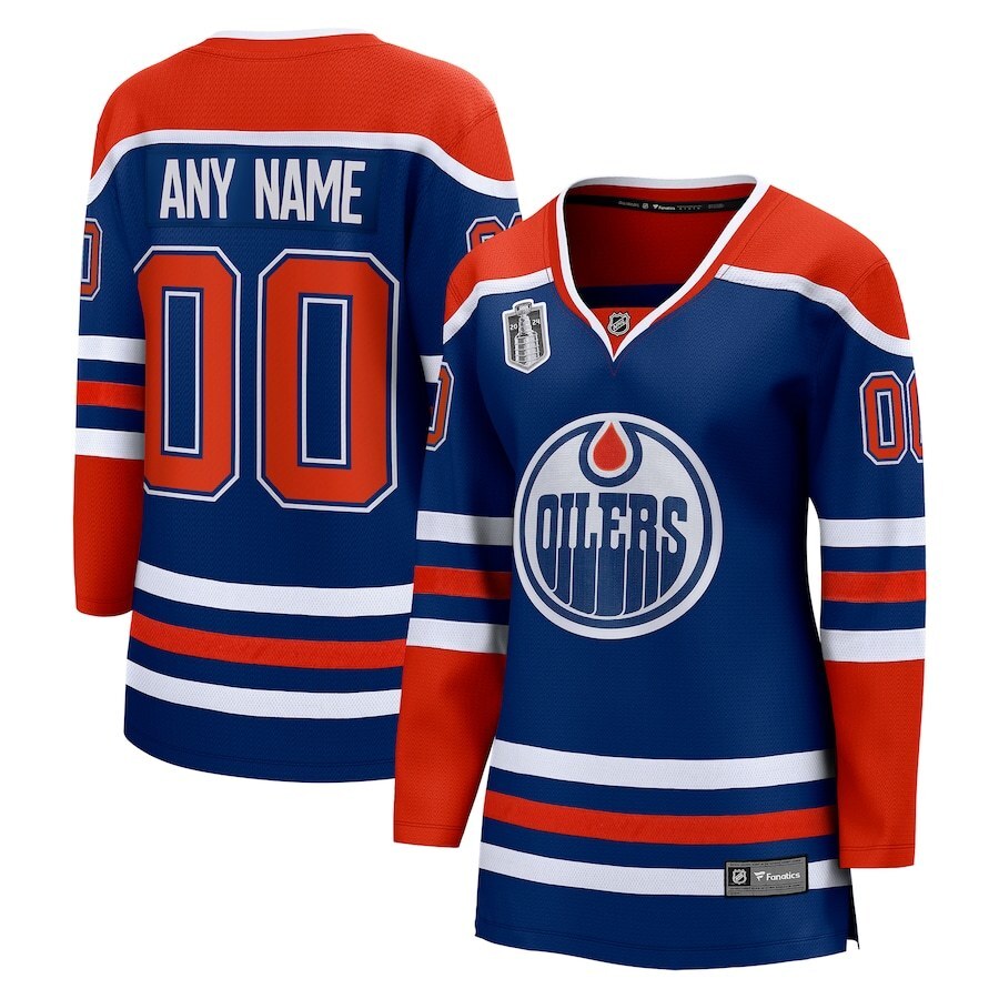 Women Edmonton Oilers 2024 Stanley Cup Final Home Breakaway Custom Jersey - Royal Hockey Jersey hockey jersey product view 1