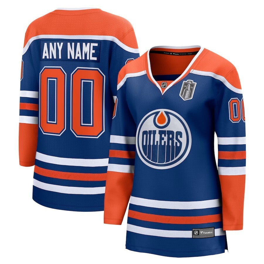Women Edmonton Oilers 2025 Stanley Cup Final Home Breakaway Custom Jersey - Royal Hockey Jersey hockey jersey product view 1