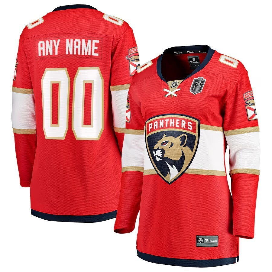 Women Florida Panthers 2025 Stanley Cup Final Home Breakaway Custom Jersey - Red Hockey Jersey hockey jersey product view 1