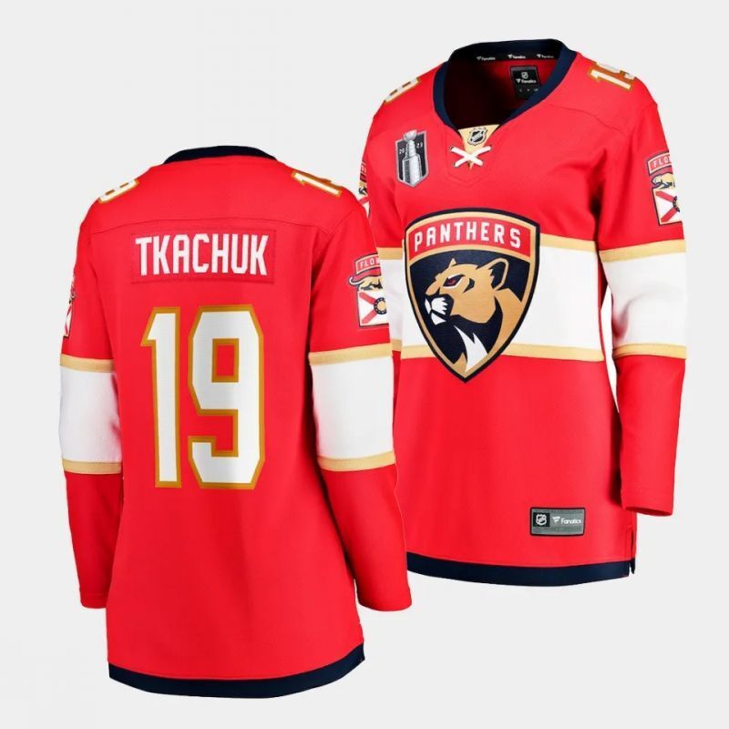 Women Florida Panthers #19 matthew tkachuk florida panthers 2023 stanley cup final home jersey hockey jersey product view 1