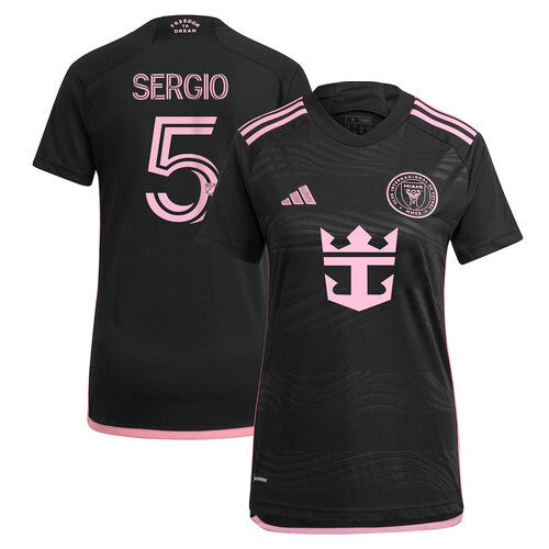Women Inter Miami #5 Sergio Busquets CF 2024 La Noche Jersey - Black Soccer Jersey sports jersey product view 1