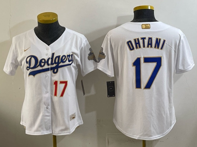 Women Los Angeles Dodgers #17 Shohei Ohtani Dodgers Platinum Edition Women Youth Baseball Jersey baseball jersey product view 1